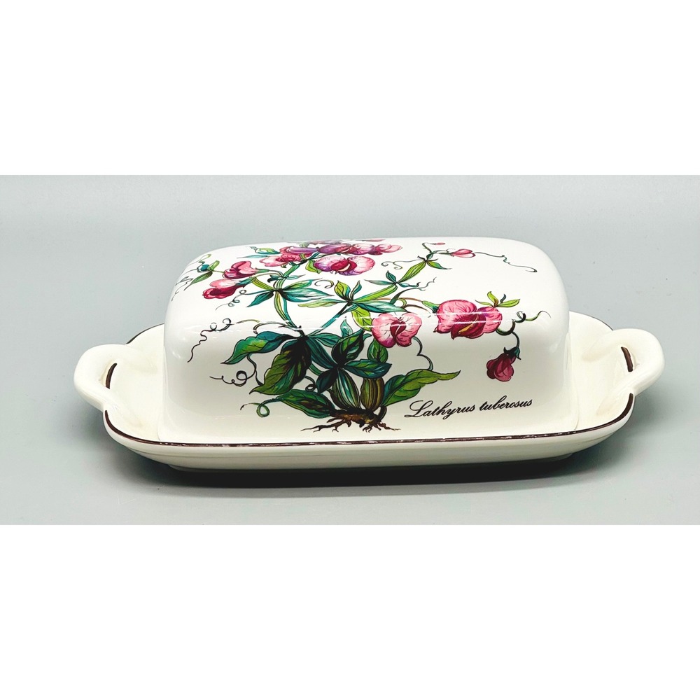 Villeroy Boch Botanica Butter Dish Lathyrus Tuberosus Rectangular Covered 8 7/8"